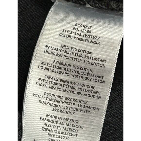 RE/DONE Womens 70s Stove Pipe Straight Leg Jeans Raw Hem Denim Black Size 25 NWT - Picture 6 of 11